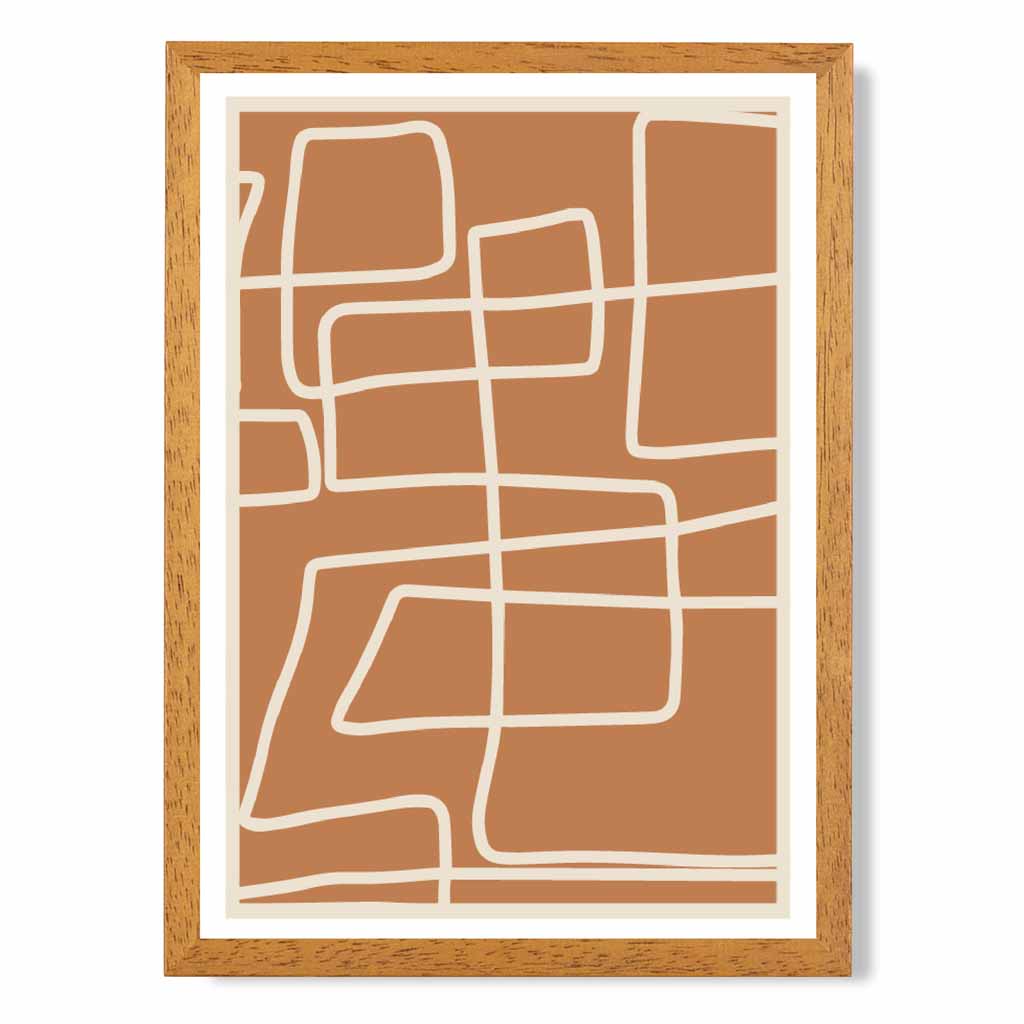 Abstract Terracotta, Cream Doodles Art Print | Wall Art Plaza