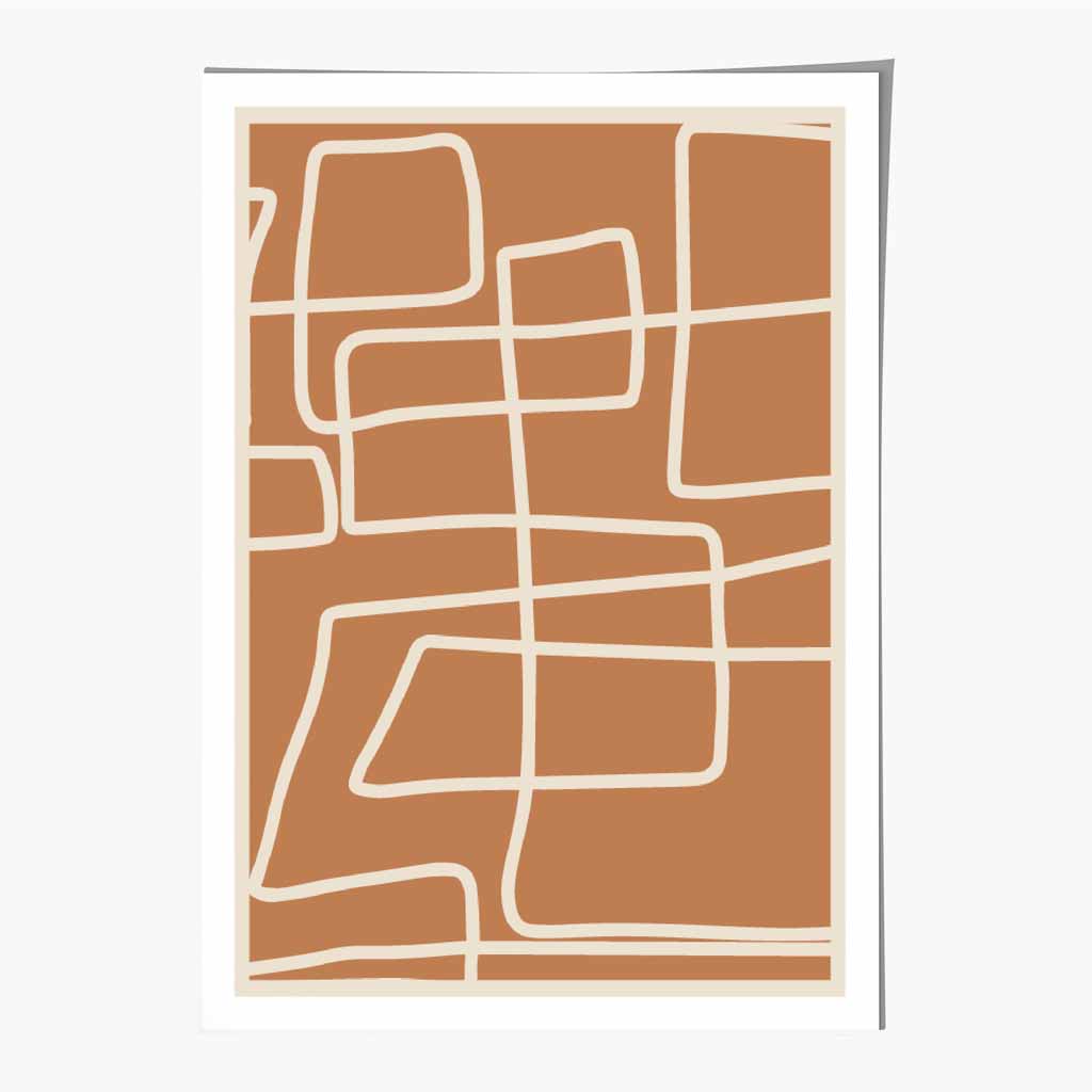 Abstract Terracotta, Cream Doodles Art Print | Wall Art Plaza