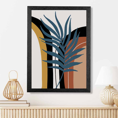 Boho Floral Blue, Terracotta Palms and Shapes Art Print | Wall Art Plaza