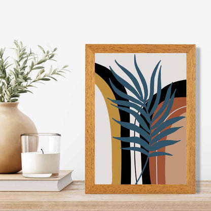 Boho Floral Blue, Terracotta Palms and Shapes Art Print | Wall Art Plaza