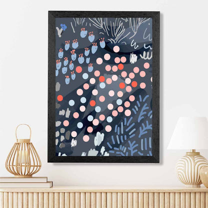 Abstract Floral Blue, Pink Moonlight Garden No 2 Art Print | Wall Art Plaza