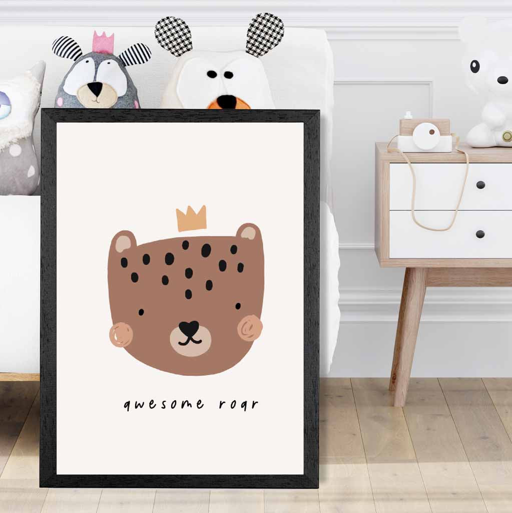 Boho Neutral Beige Bear Nursery Print | Wall Art Plaza