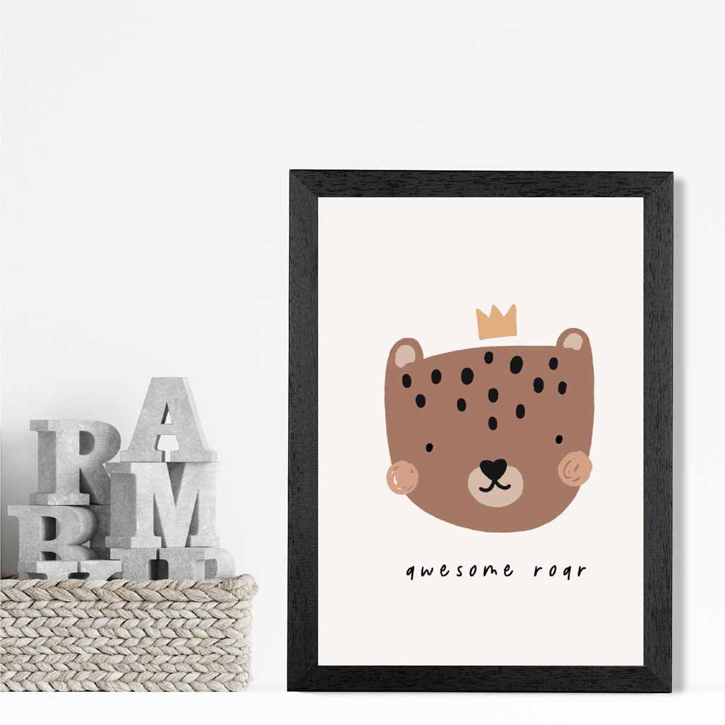 Boho Neutral Beige Bear Nursery Print | Wall Art Plaza