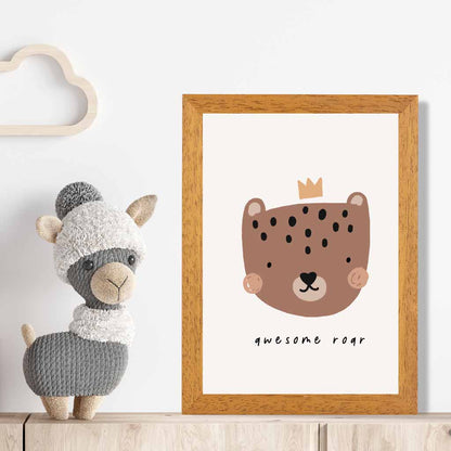 Boho Neutral Beige Bear Nursery Print | Wall Art Plaza