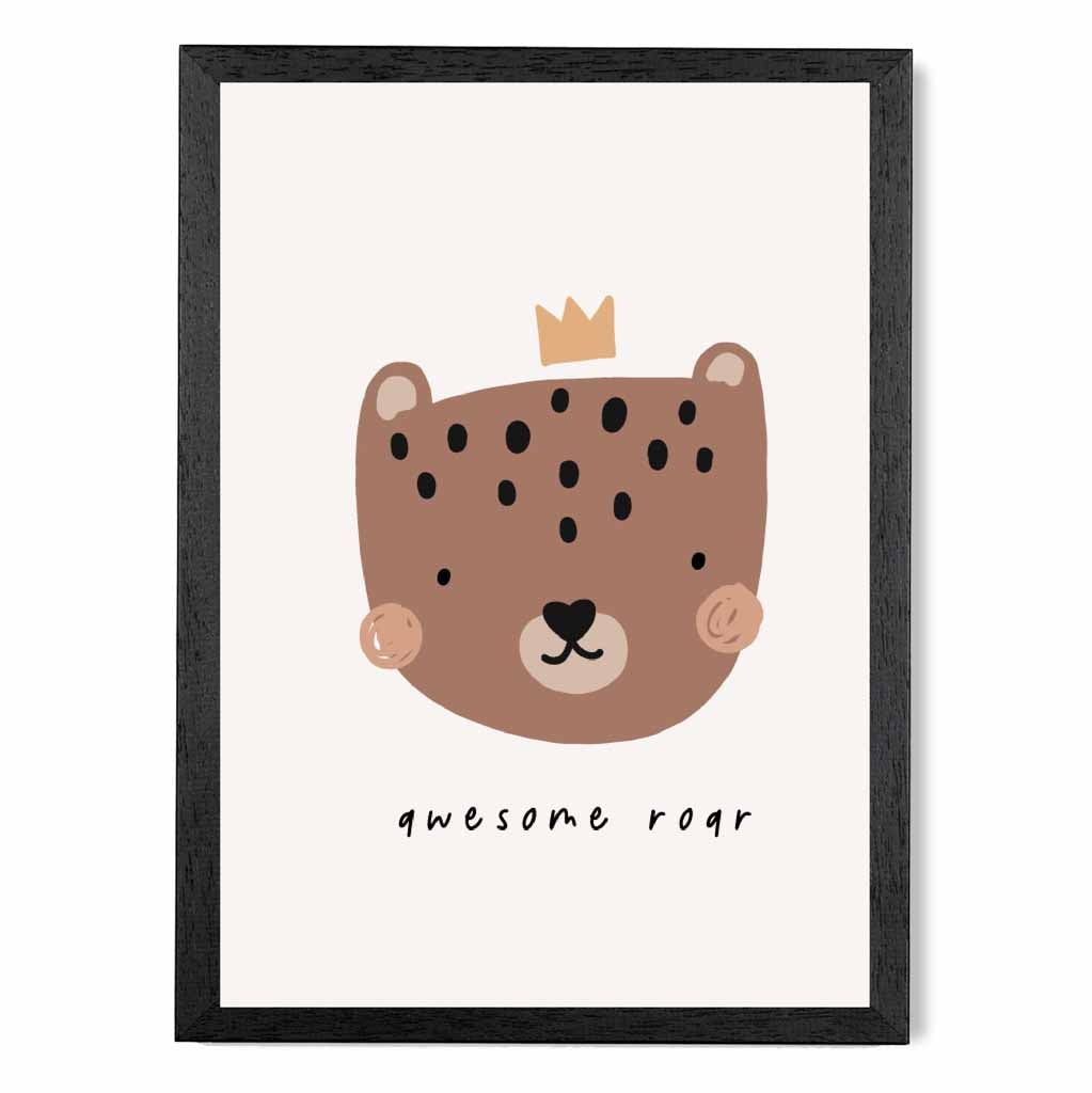 Boho Neutral Beige Bear Nursery Print | Wall Art Plaza