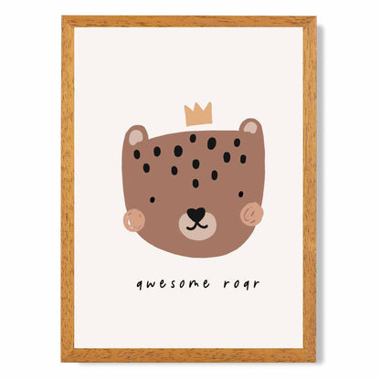 Boho Neutral Beige Bear Nursery Print | Wall Art Plaza