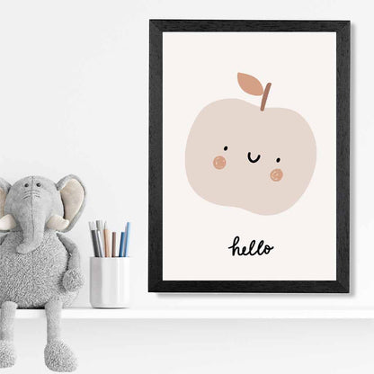 Cute Neutral Beige Apple Nursery Print | Wall Art Plaza