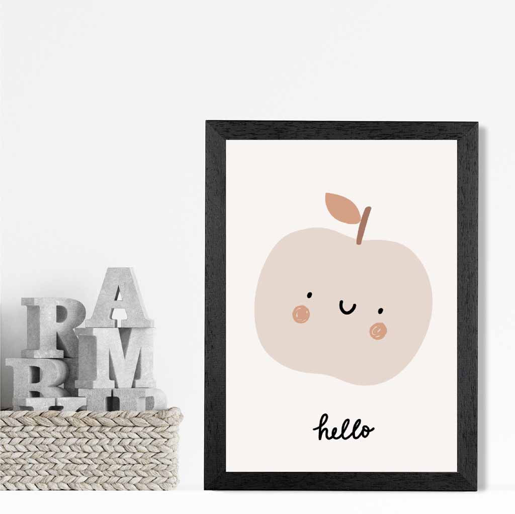 Cute Neutral Beige Apple Nursery Print | Wall Art Plaza