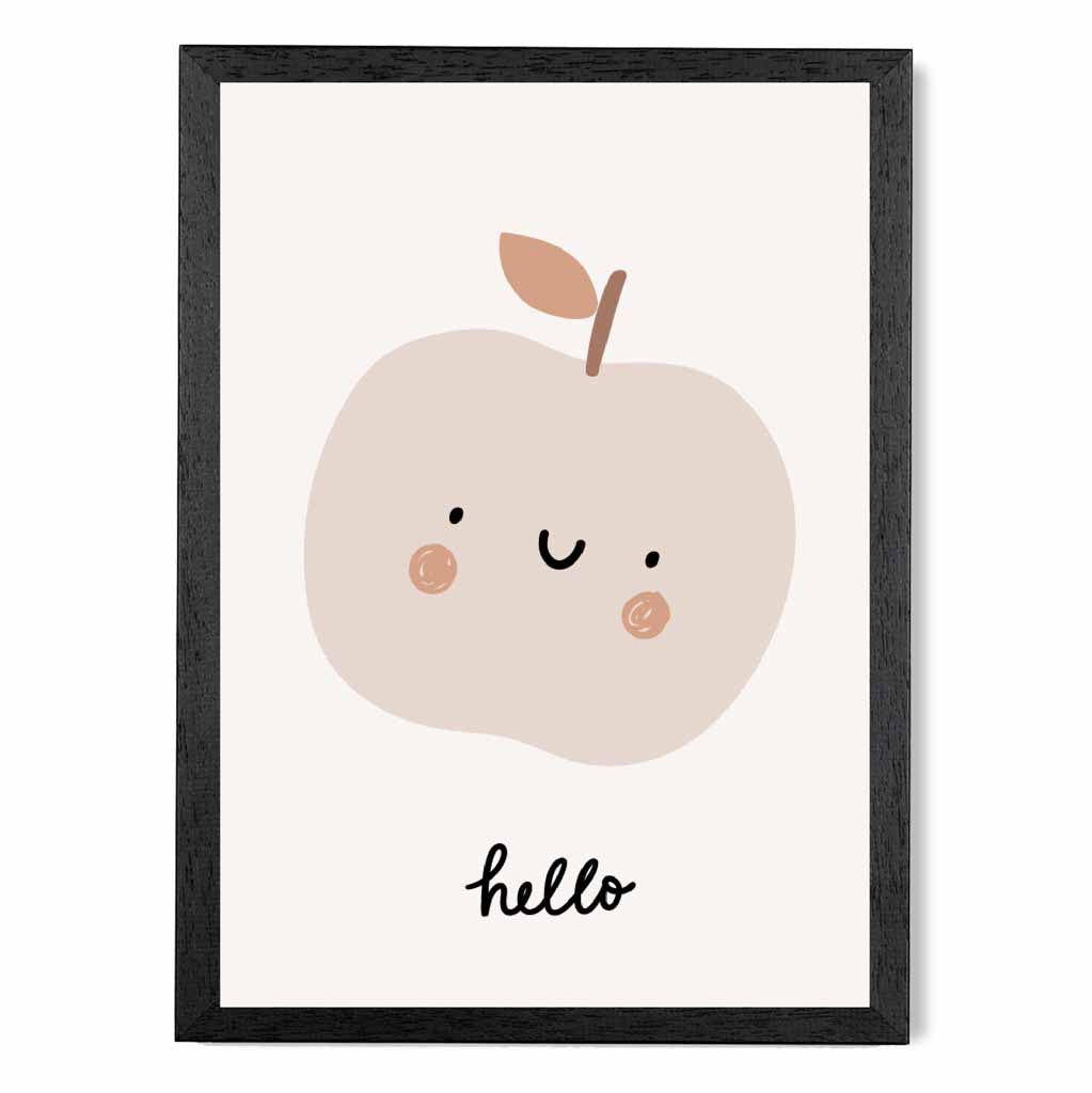 Cute Neutral Beige Apple Nursery Print | Wall Art Plaza