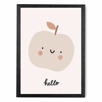 Cute Neutral Beige Apple Nursery Print | Wall Art Plaza