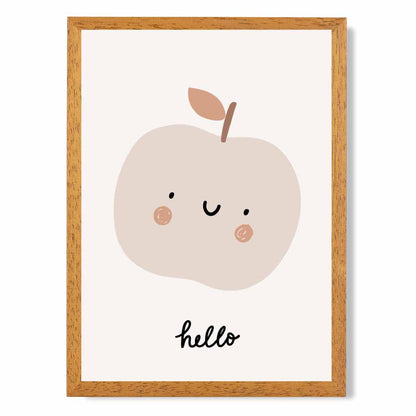 Cute Neutral Beige Apple Nursery Print | Wall Art Plaza