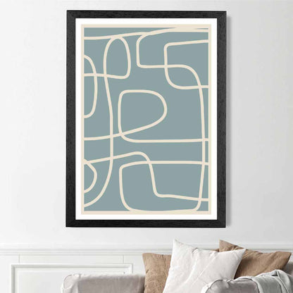 Abstract Blue, Cream Doodles Art Print | Wall Art Plaza