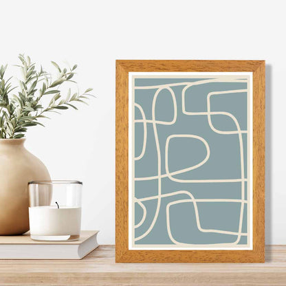 Abstract Blue, Cream Doodles Art Print | Wall Art Plaza