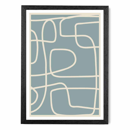 Abstract Blue, Cream Doodles Art Print | Wall Art Plaza