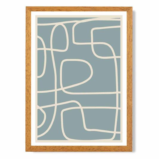 Abstract Blue, Cream Doodles Art Print | Wall Art Plaza