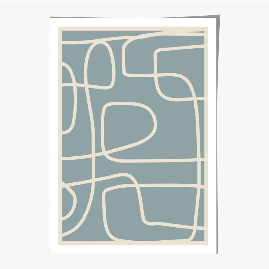 Abstract Blue, Cream Doodles Art Print | Wall Art Plaza