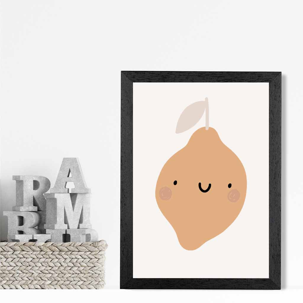 Cute Neutral Beige Lemon Nursery Print | Wall Art Plaza