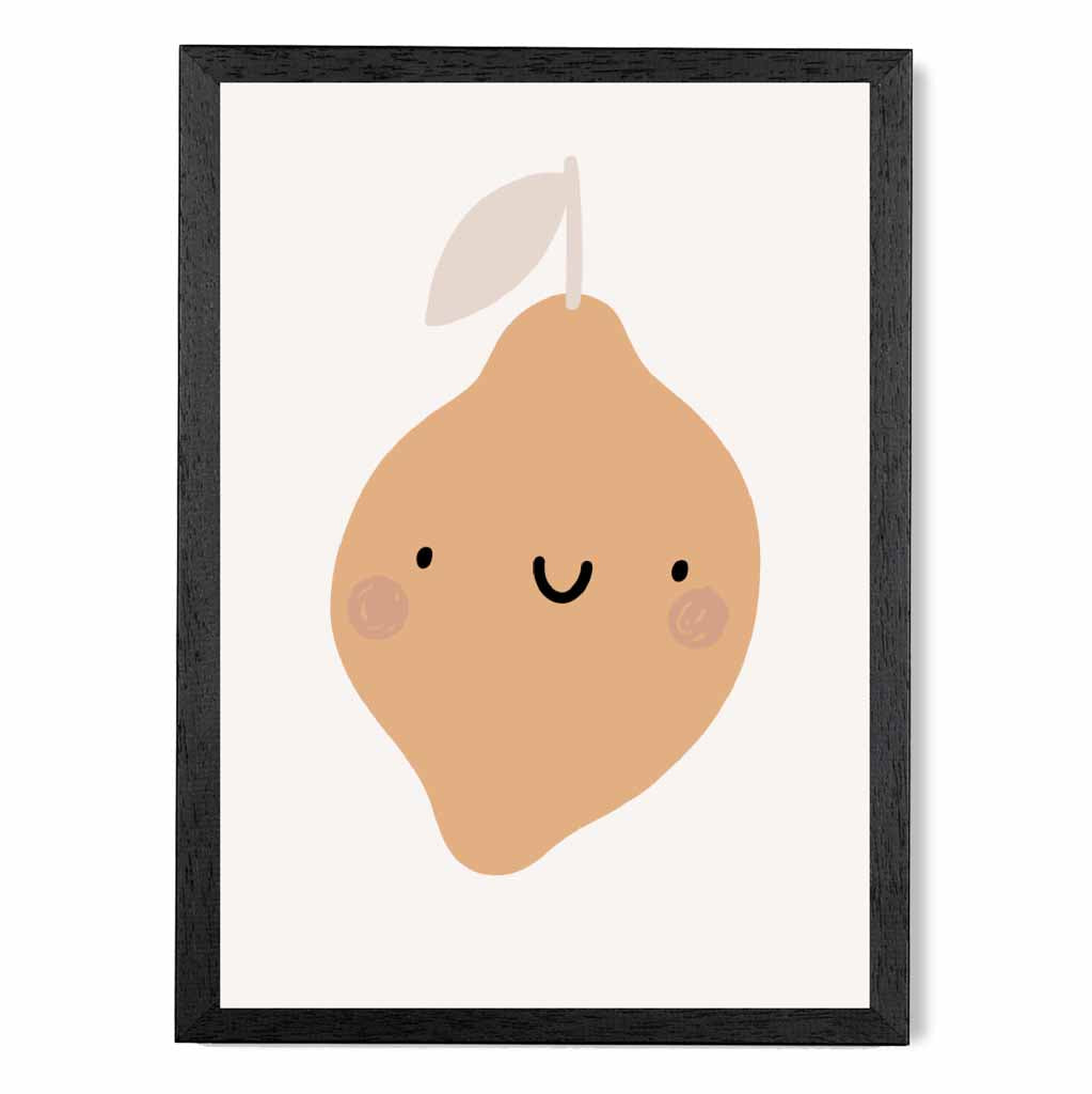 Cute Neutral Beige Lemon Nursery Print | Wall Art Plaza