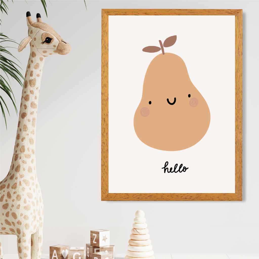 Boho Neutral Beige Pear Nursery Print | Wall Art Plaza