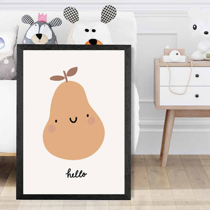 Boho Neutral Beige Pear Nursery Print | Wall Art Plaza