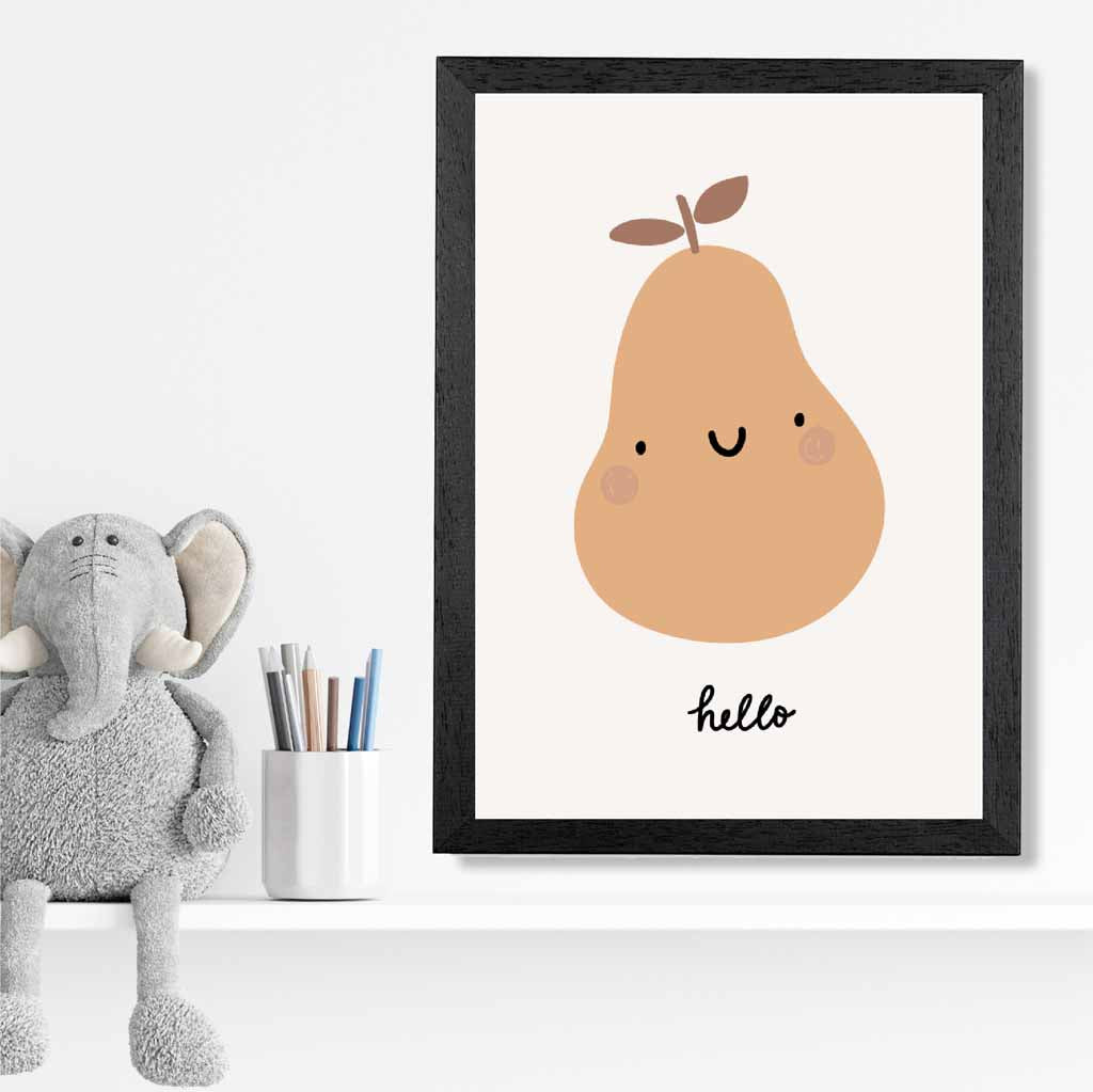 Boho Neutral Beige Pear Nursery Print | Wall Art Plaza