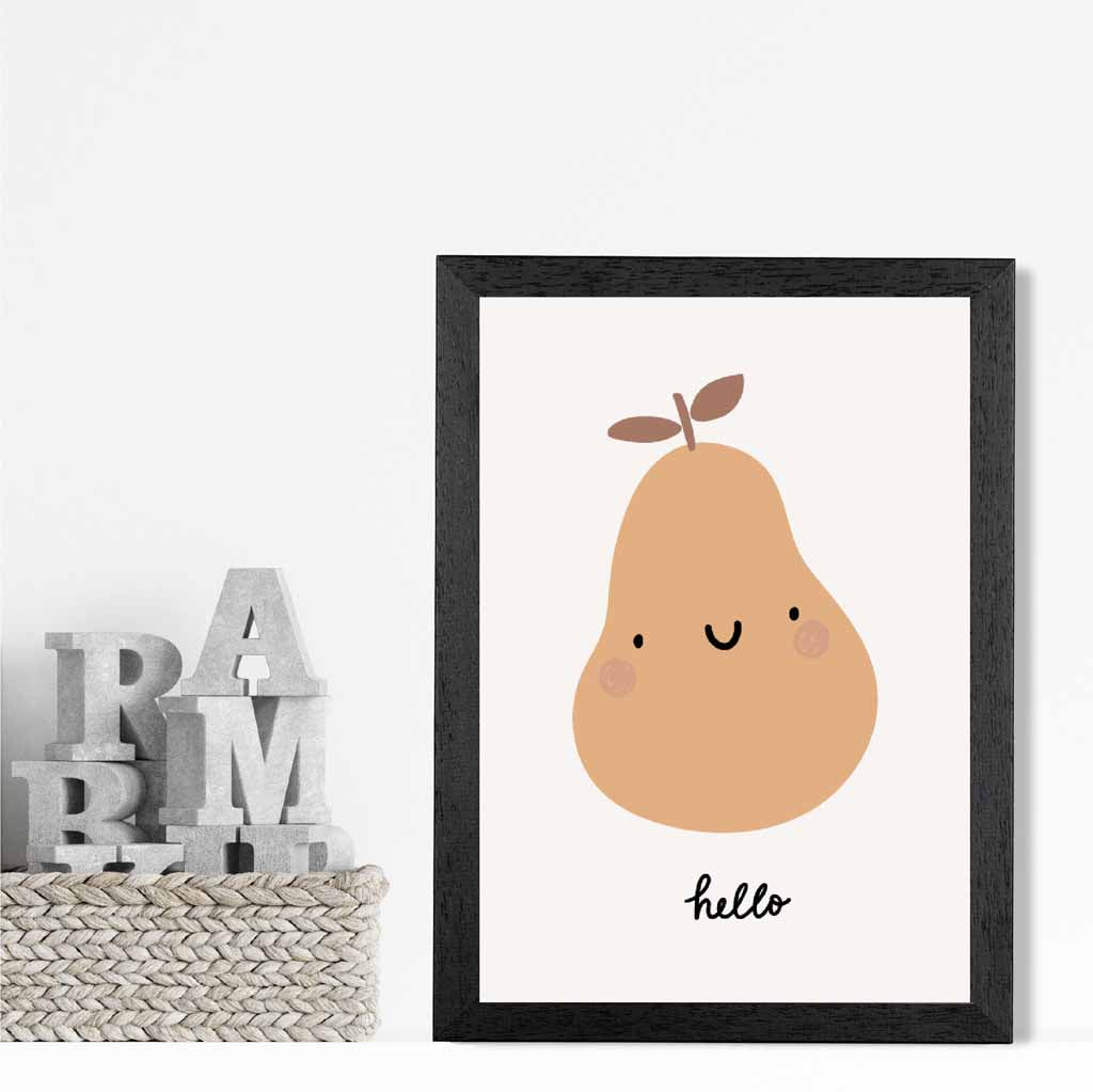 Boho Neutral Beige Pear Nursery Print | Wall Art Plaza