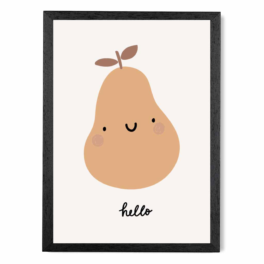 Boho Neutral Beige Pear Nursery Print | Wall Art Plaza