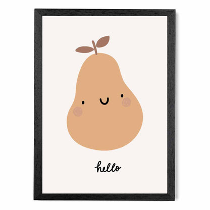 Boho Neutral Beige Pear Nursery Print | Wall Art Plaza