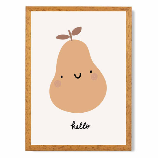 Boho Neutral Beige Pear Nursery Print | Wall Art Plaza