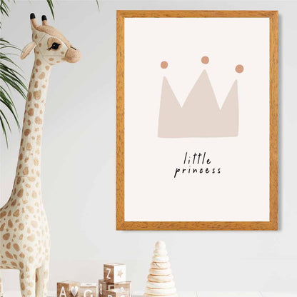 Cute Neutral Beige Little Princess Nursery Print | Wall Art Plaza