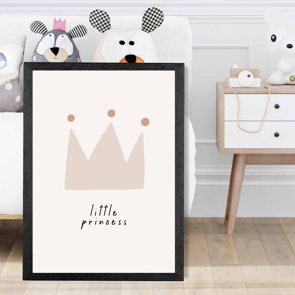 Cute Neutral Beige Little Princess Nursery Print | Wall Art Plaza