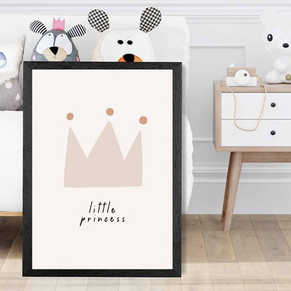 Cute Neutral Beige Little Princess Nursery Print | Wall Art Plaza