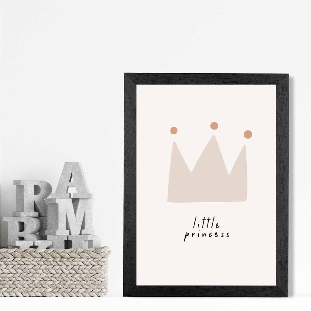 Cute Neutral Beige Little Princess Nursery Print | Wall Art Plaza