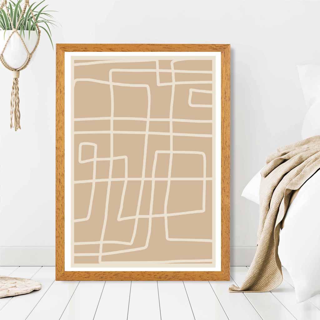 Abstract Beige, Cream Doodles Art Print | Wall Art Plaza