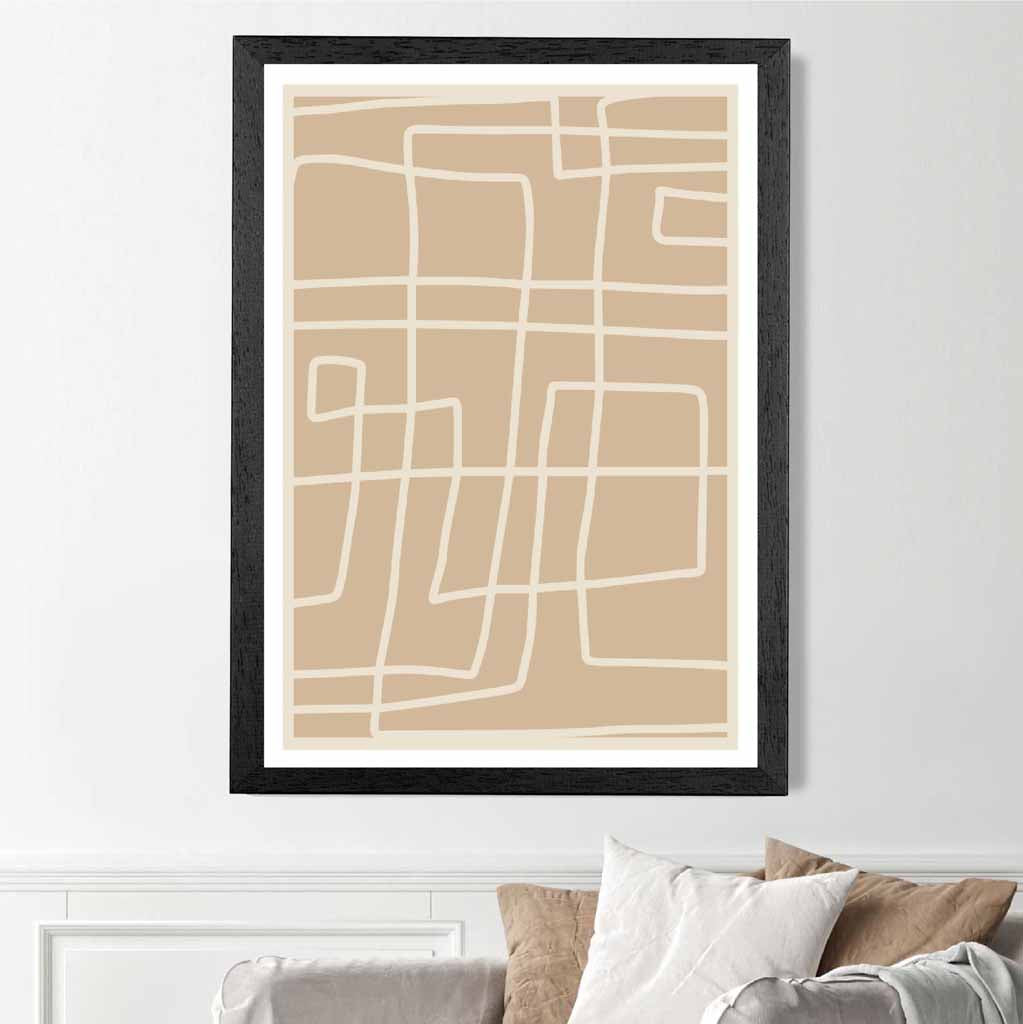 Abstract Beige, Cream Doodles Art Print | Wall Art Plaza