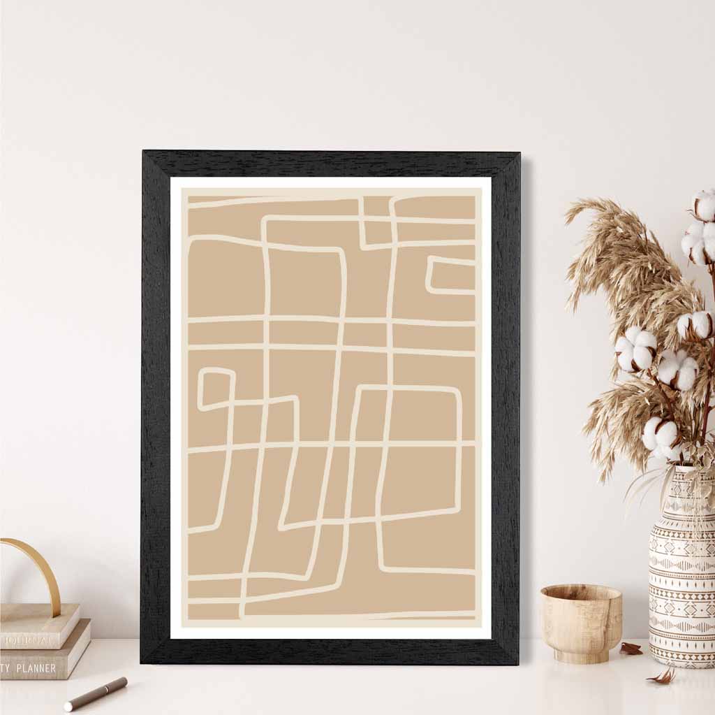 Abstract Beige, Cream Doodles Art Print | Wall Art Plaza