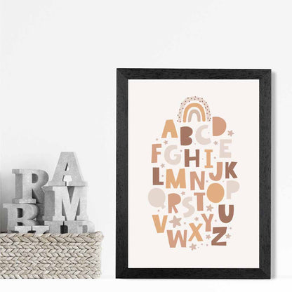 Cute Neutral Beige Alphabet Nursery Print | Wall Art Plaza