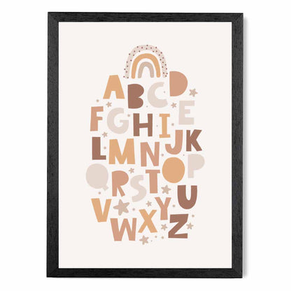 Cute Neutral Beige Alphabet Nursery Print | Wall Art Plaza