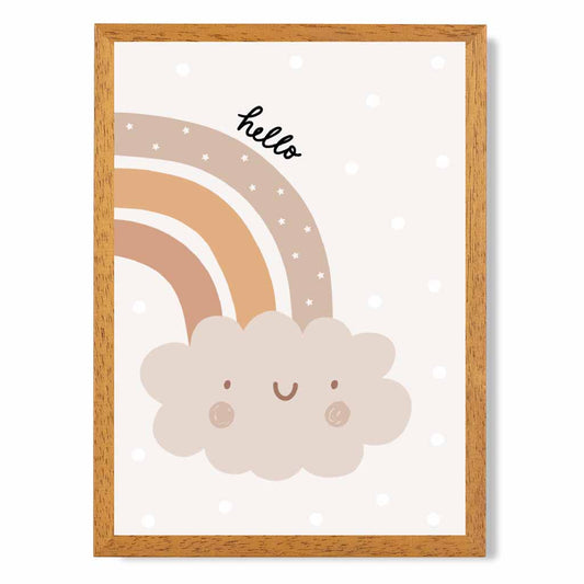 Boho Neutral Beige Rainbow Cloud Nursery Print | Wall Art Plaza