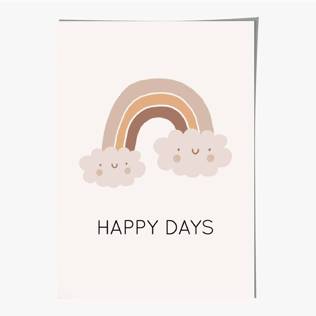 Boho Neutral Beige Happy Days Nursery Print | Wall Art Plaza