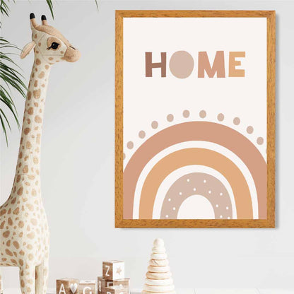 Cute Neutral Beige Home Rainbow Nursery Print | Wall Art Plaza
