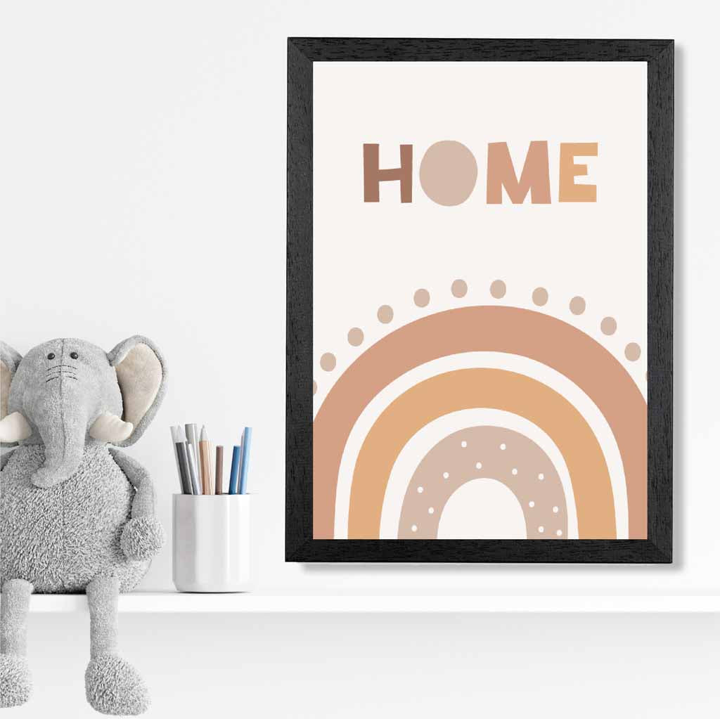 Cute Neutral Beige Home Rainbow Nursery Print | Wall Art Plaza