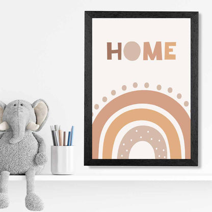 Cute Neutral Beige Home Rainbow Nursery Print | Wall Art Plaza