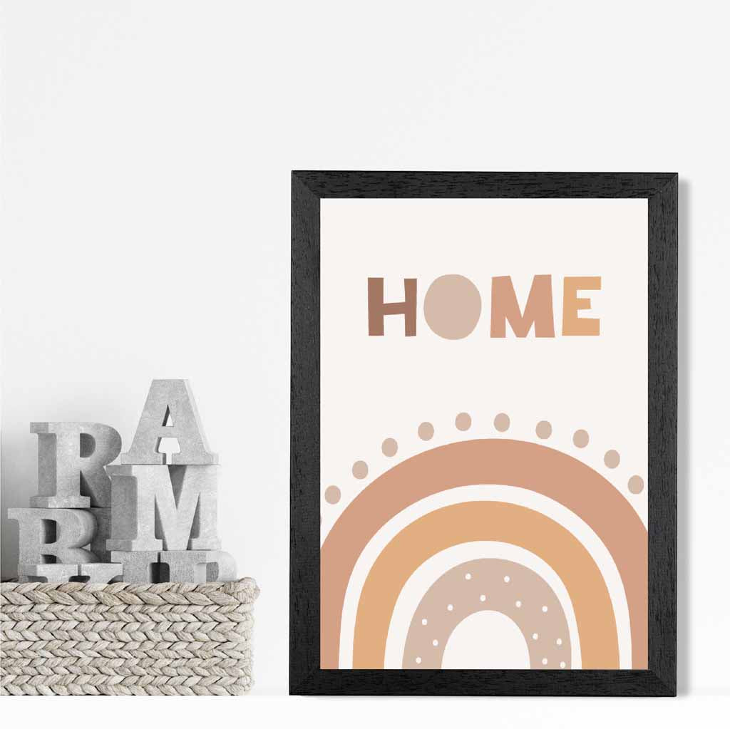Cute Neutral Beige Home Rainbow Nursery Print | Wall Art Plaza