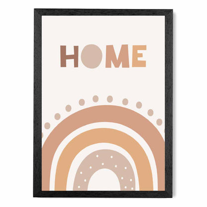 Cute Neutral Beige Home Rainbow Nursery Print | Wall Art Plaza