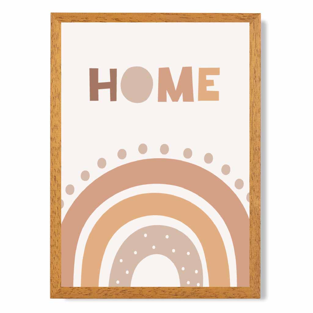 Cute Neutral Beige Home Rainbow Nursery Print | Wall Art Plaza