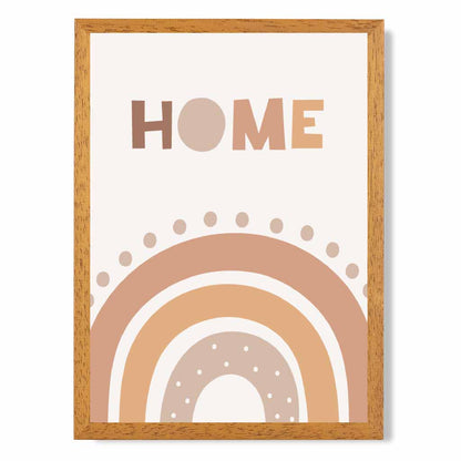 Cute Neutral Beige Home Rainbow Nursery Print | Wall Art Plaza