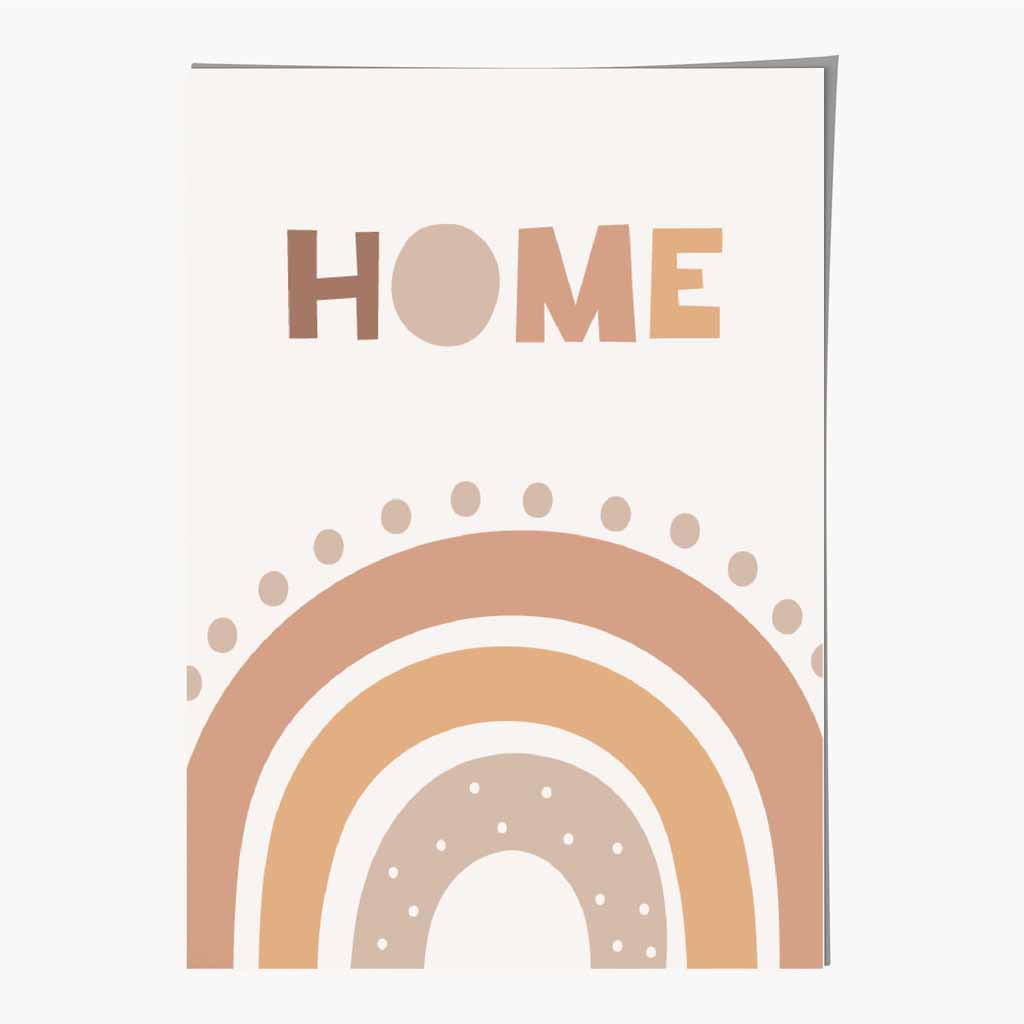 Cute Neutral Beige Home Rainbow Nursery Print | Wall Art Plaza