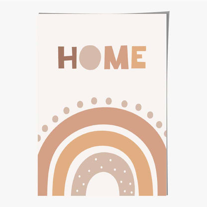 Cute Neutral Beige Home Rainbow Nursery Print | Wall Art Plaza