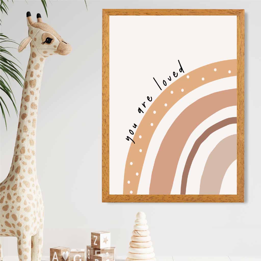 Boho Neutral Beige You are Loved Nursery Print | Wall Art Plaza